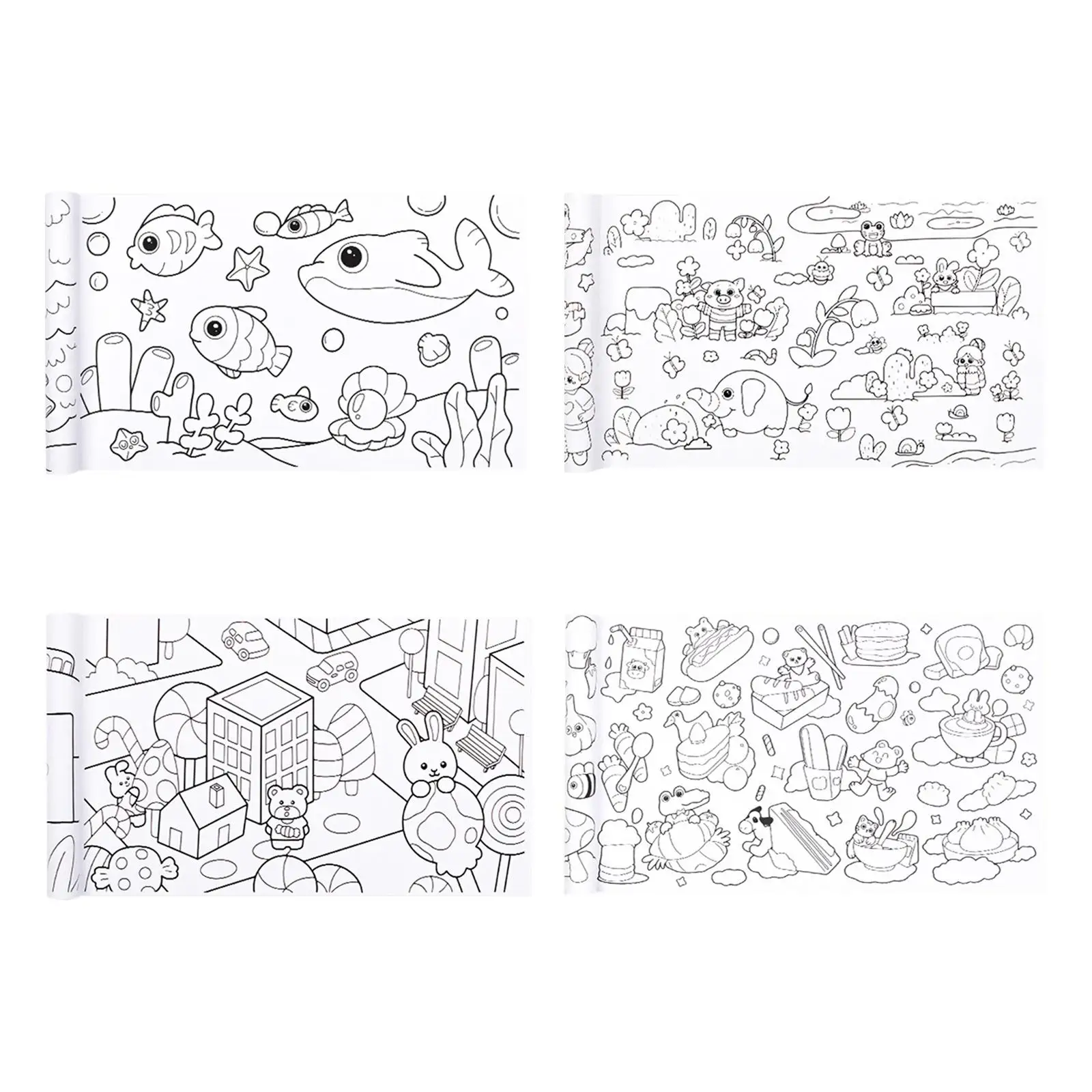 Children Coloring Paper Roll Coloring Poster 30Cmx300cm Sticky Drawing Paper Roll Rich Patterns Coloring Painting Paper