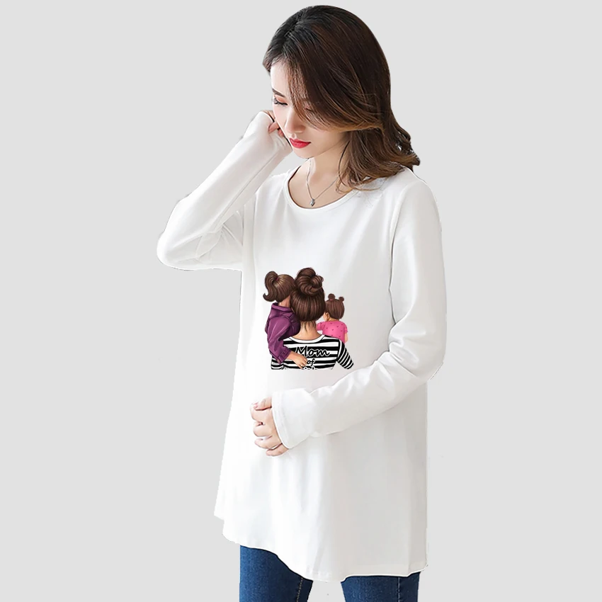 

Pregnant T-Shirt Girl Maternity Pregnancy Flattering Long SleeveShirt Mom Mama Boy Fashion Printed Customized Women Funny