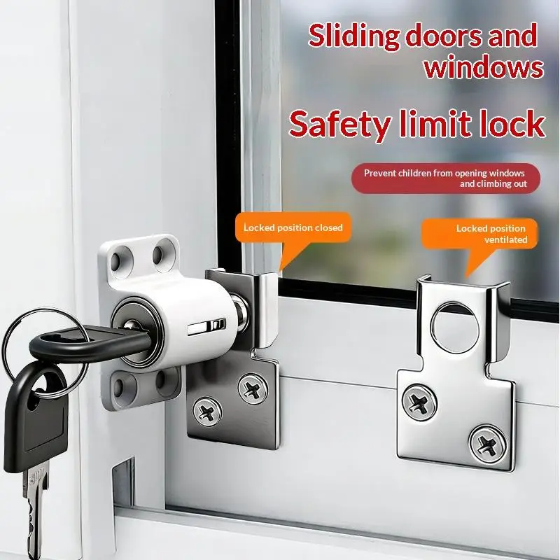 【CCA】1Set Sliding Door Window Locks With 2 Keys Baby Child Safety Protection Anti Theft Door Window Security Lock Catches Set