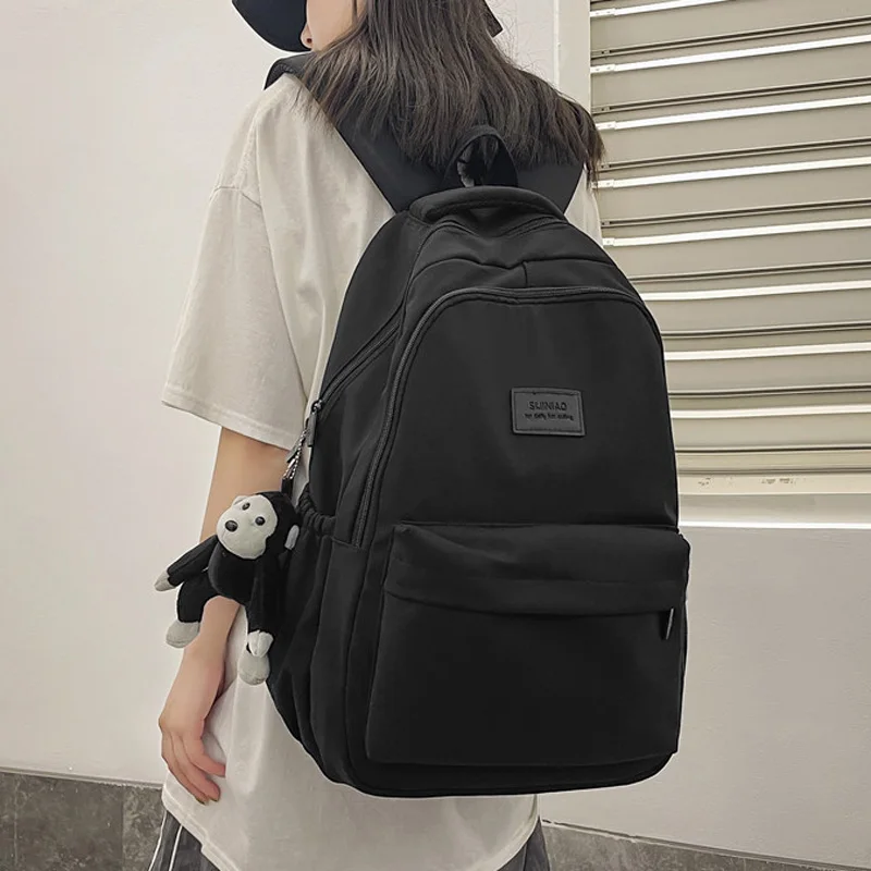 Women Backpack Solid Color Female Multi-pocket Casual Woman\'s Travel Bag High Quality Schoolbag for Teenage Girl Book Knapsack