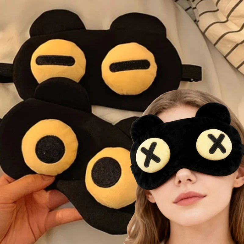 Máscara de ojos 3D de dibujos animados, ojos calmantes para dormir, fatiga, compresa cálida, Unisex, cómoda, ajustable, bloqueo de luz, máscaras para ojos