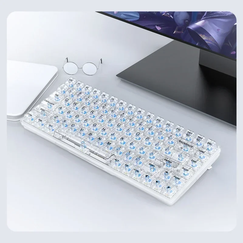 

84 Key Cable Separation Transparent Keycap Mechanical Keyboard Customized Hot Swappable Keyboard Rgb Wired Gaming Esports Keyboa