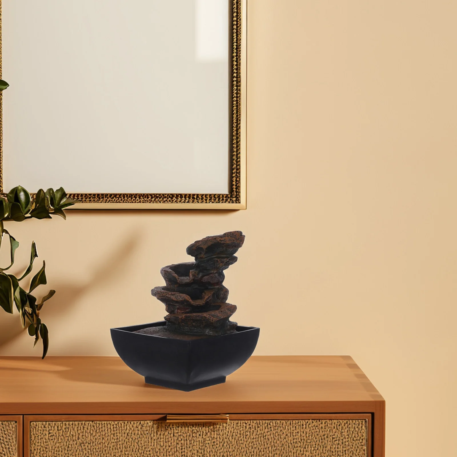 

Indoor Desktop Water Fountain Tabletop Small Elegant Waterfall Soothing Lights Relaxing Office Bedroom Decorative Water Feature