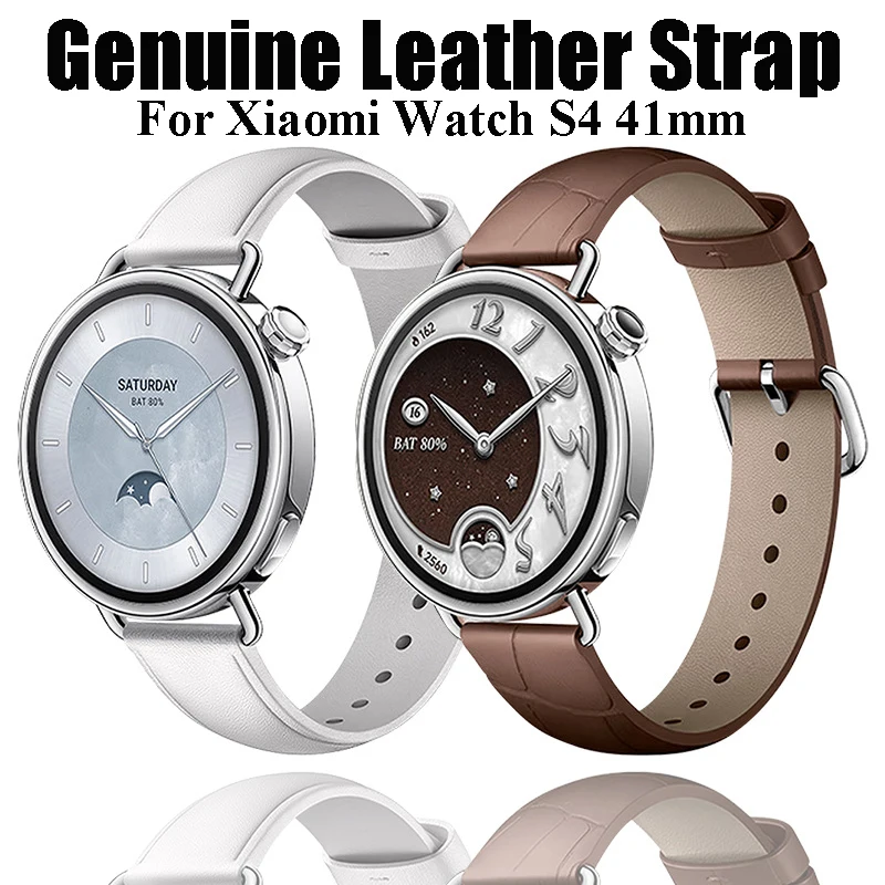 Echtes Lederarmband für Xiaomi Watch S4 41 mm Soft Sport Loop Correa 18 mm Uhrenarmband für Mi Watch S4 41 mm Metal Buckle Armband