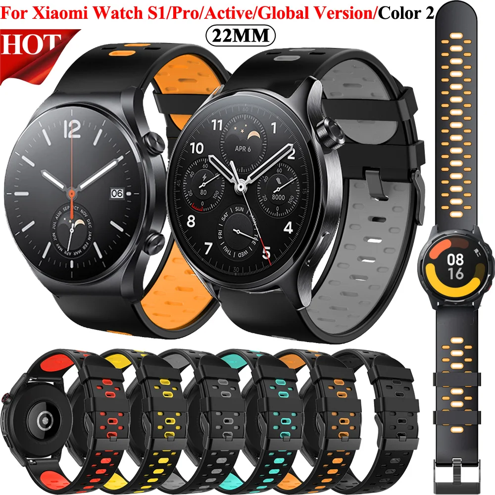 

22mm Silicone Band Strap for Xiaomi Mi Watch S1 Pro/Active Replacement Bracelet Breathable MI Watch Color Sport Belt Accessories