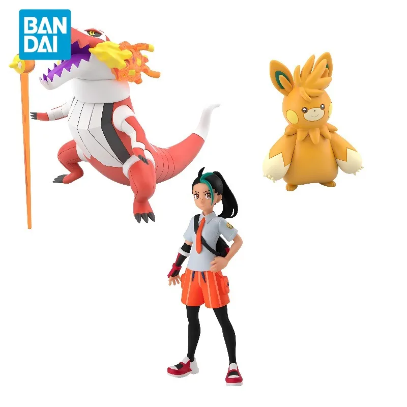 

Bandai Original POKEMON Anime Figure Paldea Region Nemona Skeledirge Pawmot Action Figure Toys for Kids Gift Collectible Model