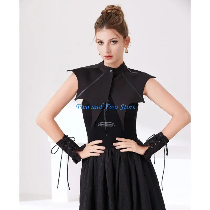 HX6F Fashion Arm Sleeves with Ruffle Design Victorian Styles Faux Collar Wrist Cuffs For Women and Girl Casual Everyday Wear