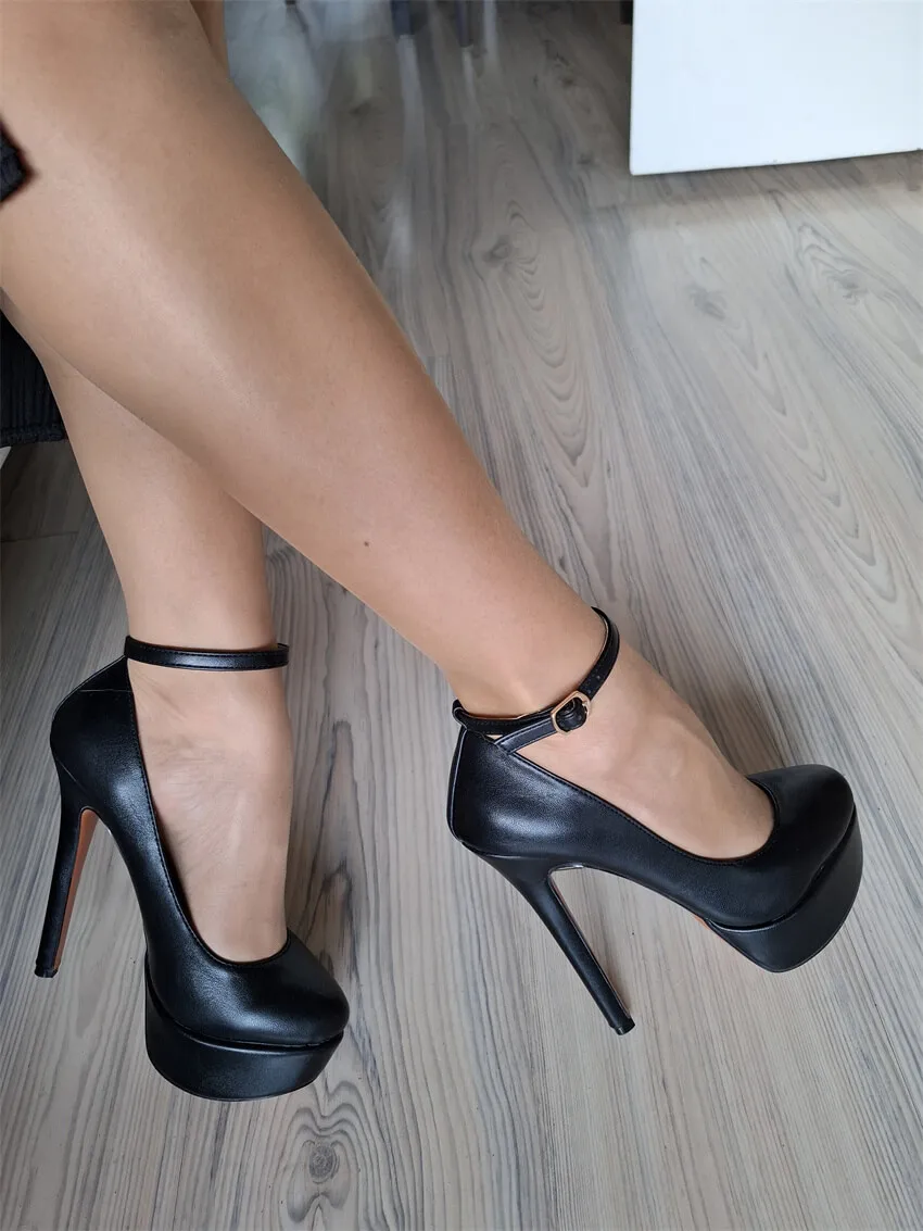 حذاء نسائي ذو كعب عالي وحزام كاحل ماركة ماري جين من Onlymaker حذاء بمشبك كبير أنيق للحفلات بكعب رفيع