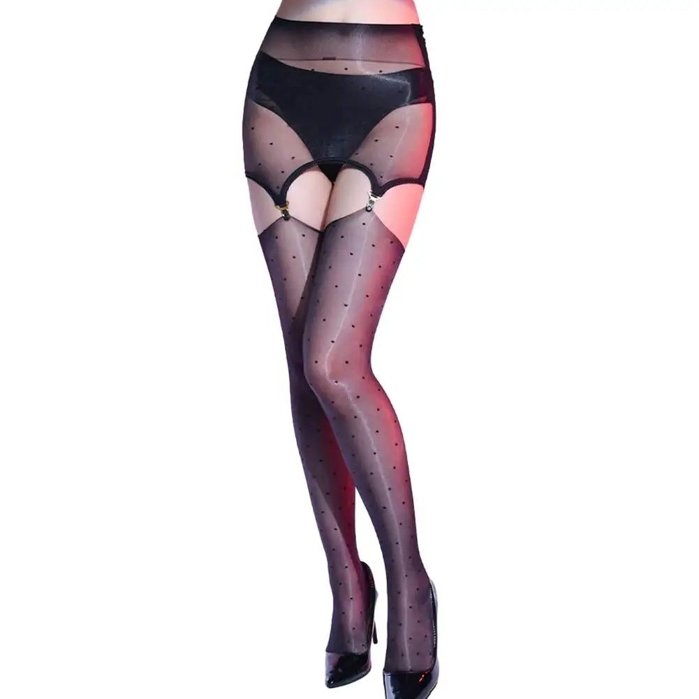 

Sexy Women Transparent Erotic Lingerie Tights Polka Dot Tights Sheer Club Oil Shiny Mesh Stockings Pantyhose Clothing