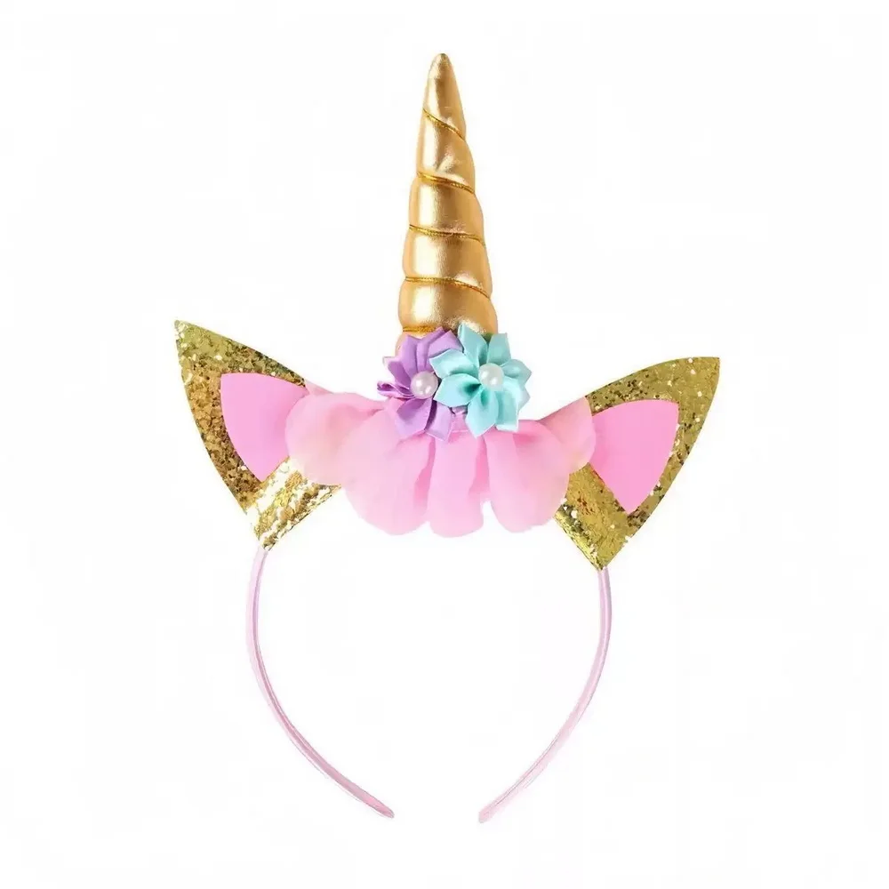 1 pieza/ Diadema de cuerno de unicornio mágico dorado para niños y niñas, accesorio para fiestas, disfraces y cosplay.