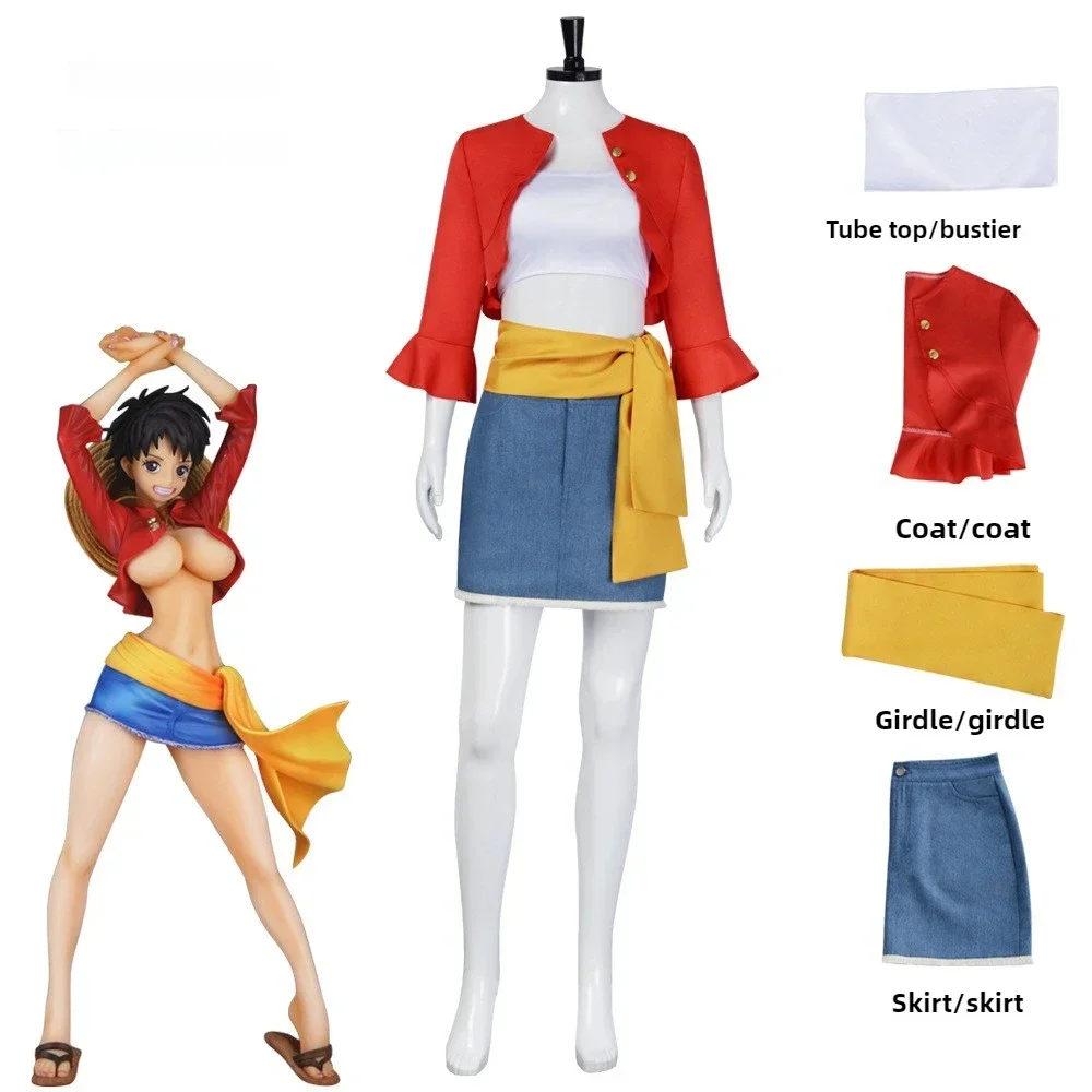 زي الخيال للنساء كوس بعد عامين من صنادل تنورة لوفي قبعة القش بدلة الرسوم المتحركة #1