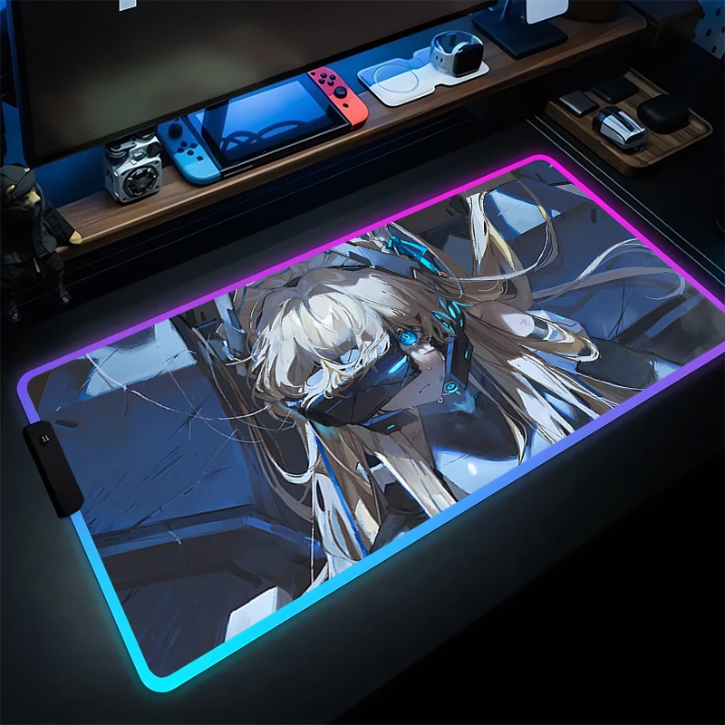 

RGB Mouse Pad Anime HD Print Computer Gamer Mousepad Blue Archive Desk Mat Asuma Toki Keyboard Pad LED PC Sexy Girl Mice Mat Pad