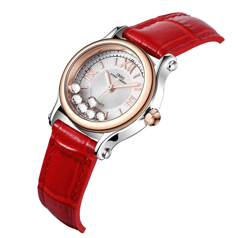 Luxury Brand Women Watches Red Leather Waterproof Golden Hand Clock Female Designer Wristwatch Elegant Lady Steel Watches Silver