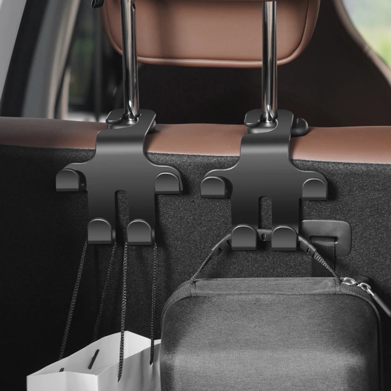 

1Pcs Car Seat Headrest Hook Hanger Storage Organizer Universal For Handbag Purse Coat Fit Universal Vehicle Car Black