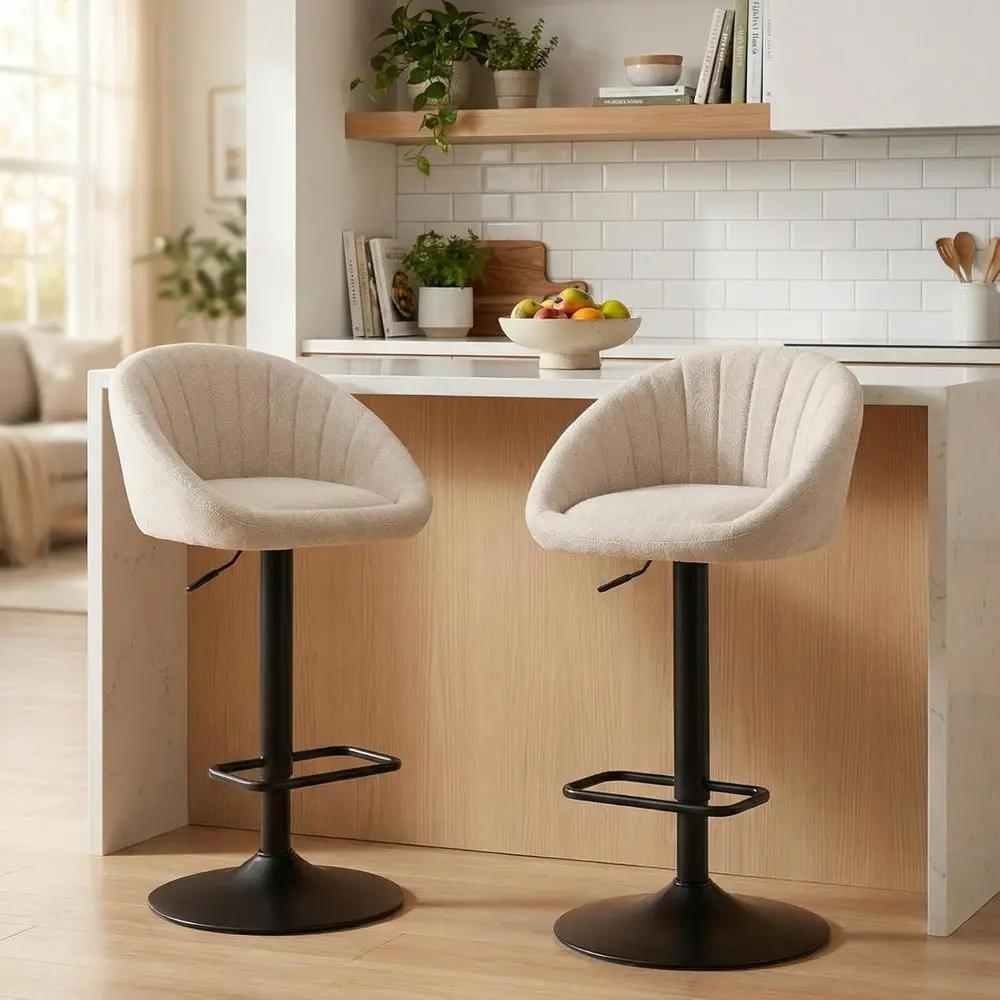 

Регулируемые барные стулья, комплект из 2 штук, бежевая ткань, высота сиденья 25-33 дюйма, для использования у барной стойки или обеденного стола