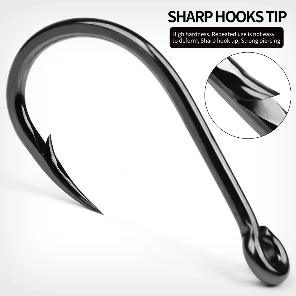 PROBEROS 50 Stück 1/0 # -10/0 # High Carbon Stahl Stacheldraht Scharfe Angelhaken Salzwasser Süßwasser Angelgerät Zubehör Großhandel – Detail 3