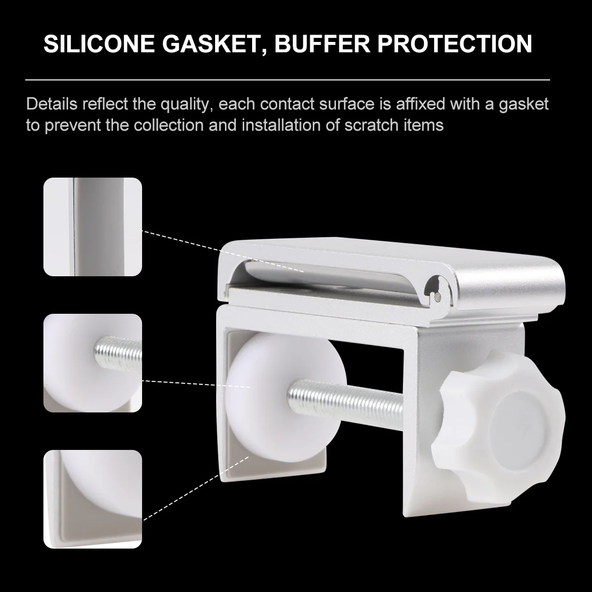 حامل سماعة الرأس حامل سطح المكتب معدني فضي خطاف سماعة الرأس المدمج للاستخدام المنزلي والمكتب والمدرسة رف سماعة الرأس #3