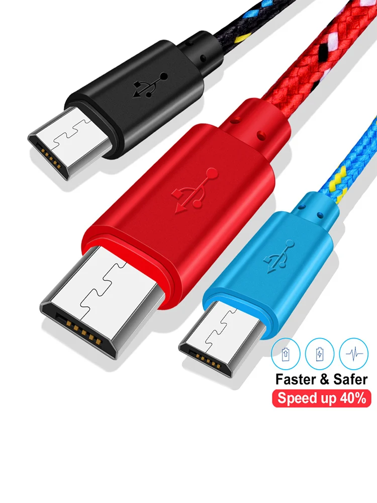 Micro câble USB câble de données de Charge rapide pour Samsung Xiaomi Redmi Huawei téléphone portable Android 1M 2M 3M câbles USB tressés en Nylon