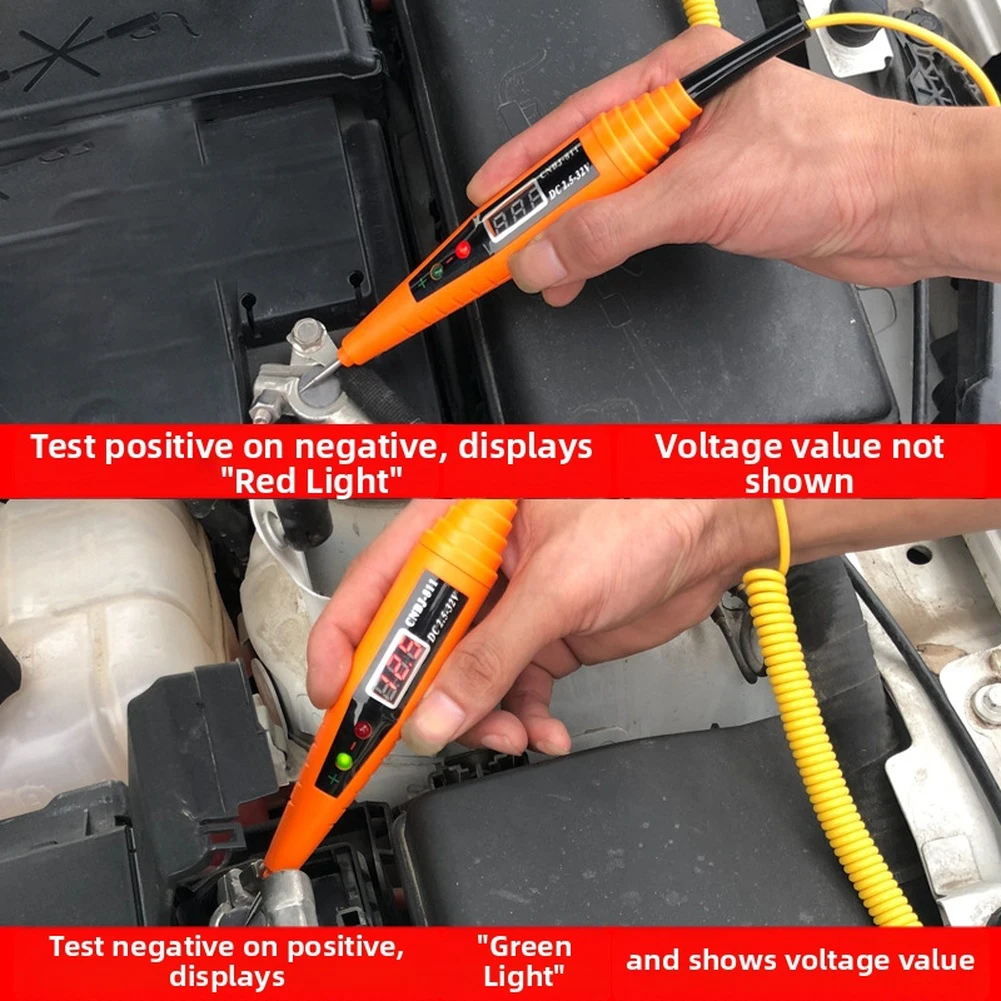 Ремонт автомобиля \Цифровое \Напряжение \ Тестер Ручка 2,5 В-32 В постоянного тока Тест полярности цепи Светодиодные индикаторы Инструмент для проверки напряжения технического обслуживания автомобиля