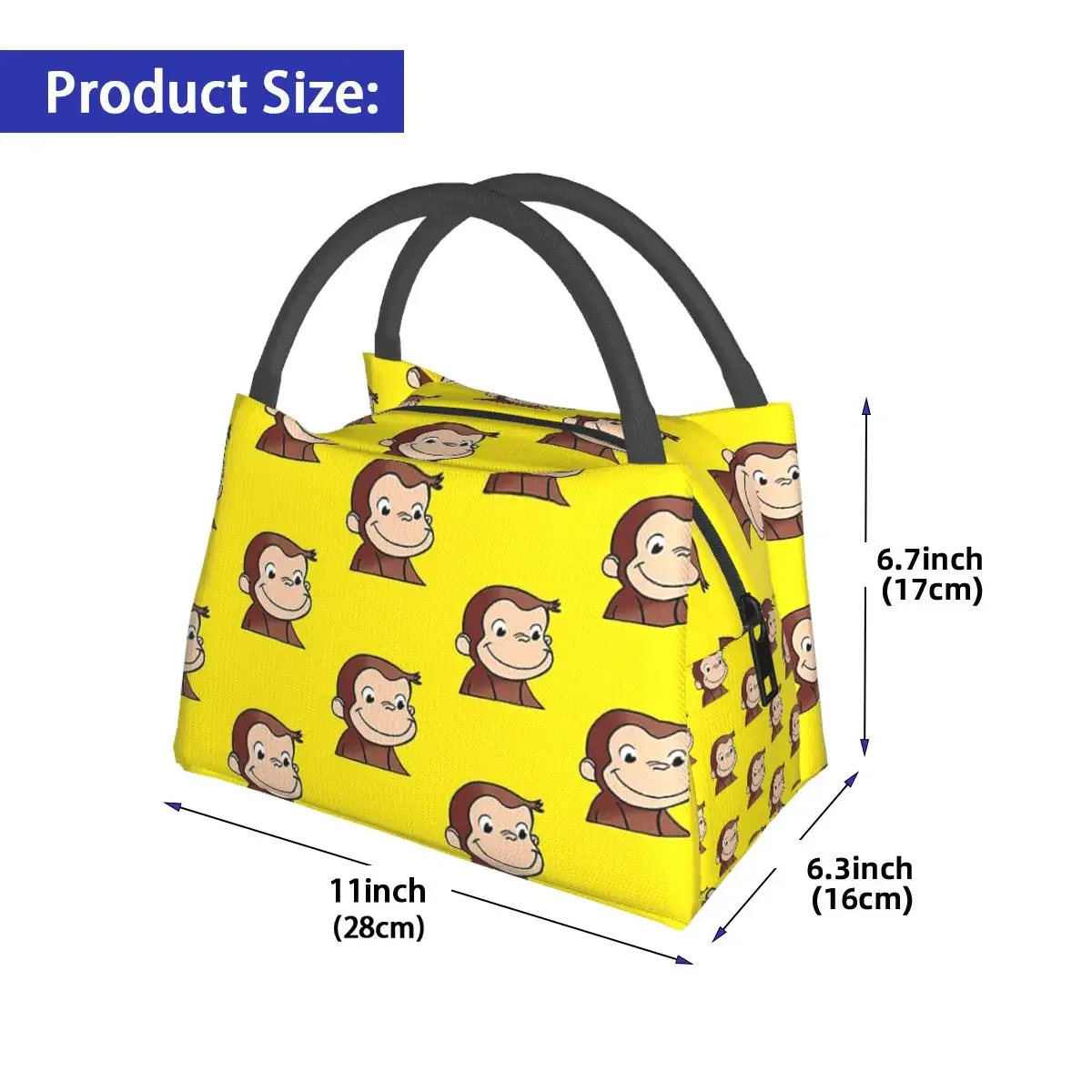 Curious George Lunch Bags, Isolé, Boîte à bento, Portable, Fourre-tout, Étanche, Sacs de pique-nique, Glacière, Sac thermique, Femme, Enfants, Voyage