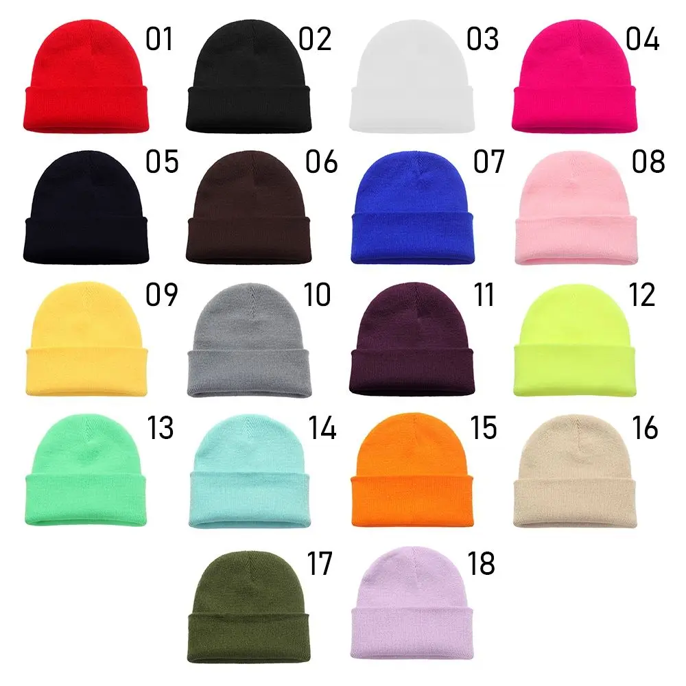 18 Colors Solid Cute Ladies Casual Cap Female Beanie Caps Knitted Beanies Warmer Bonnet Winter Autumn Hats