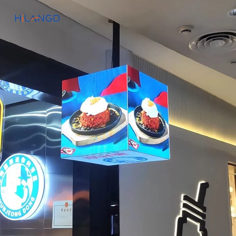 شاشة LED داخلية/خارجية HD P3.91 شاشة مكعب سحري 5 جوانب لإعلان متجر البيع بالتجزئة صورة فيديو مستوحاة #6