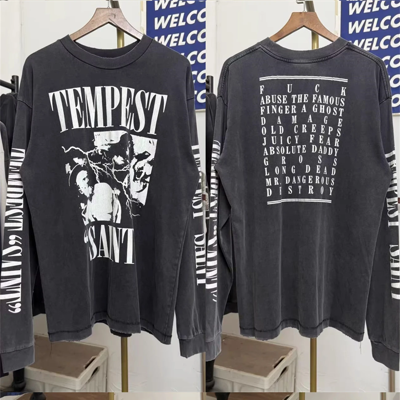 

Футболка TEMPEST SAINT с длинными рукавами 25SS для мужчин и женщин, футболка лучшего качества, футболки