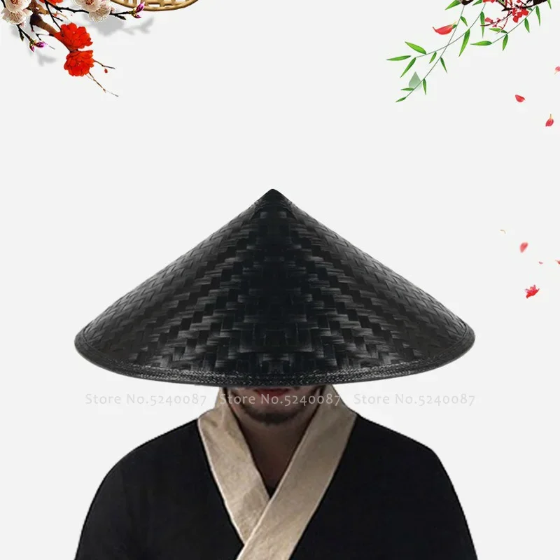 

CosplayTraditional Chinese Style Kung Fu Bamboo Weave Hat Shaolin Japanese Samurai Cosplay Oriental Headwear Prop Shade Straw Ca
