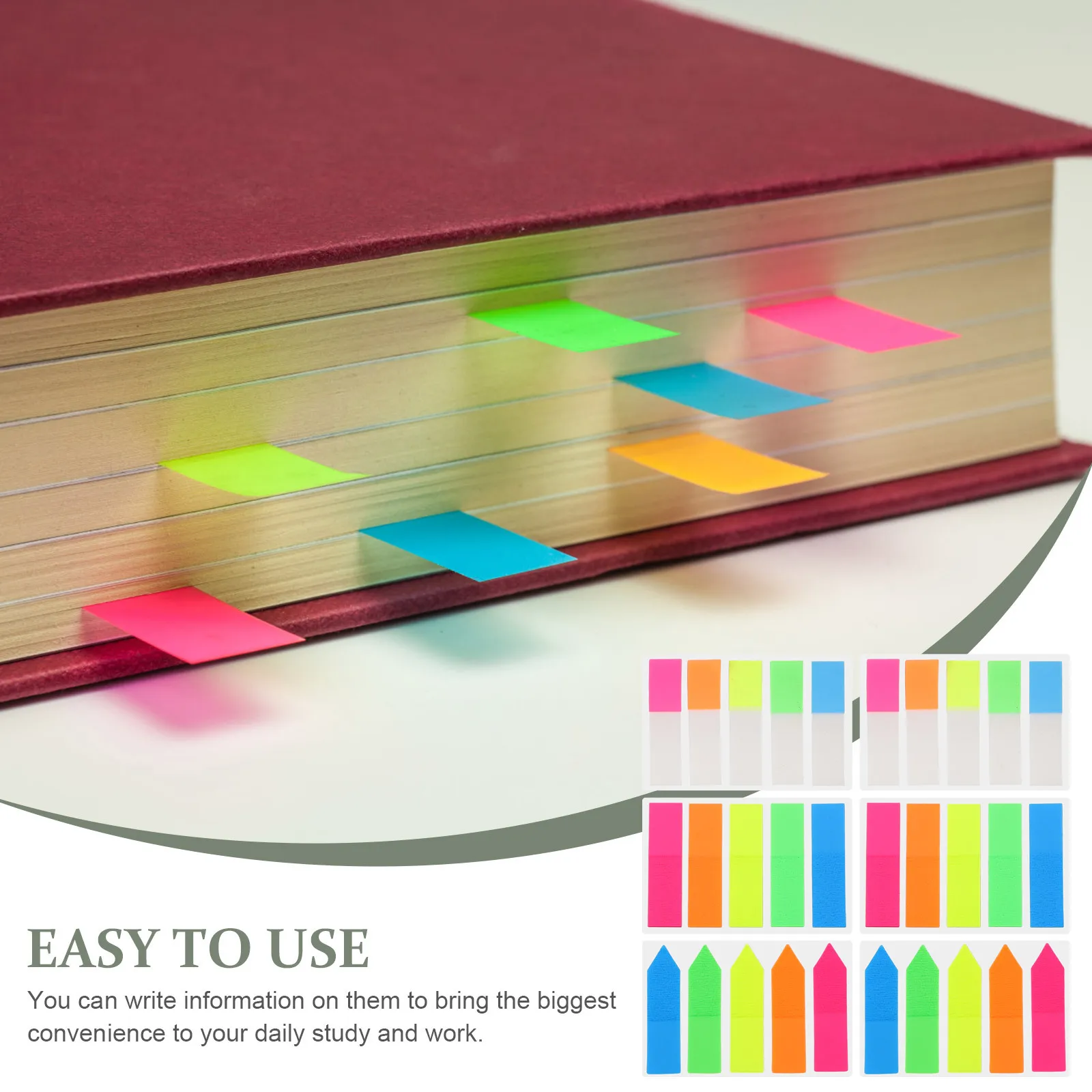 6Sets Sticky Page Marker Memo Pads Colorful Paper Tabs Smooth Writing Repositionable Book Annotation Supplies for Office School