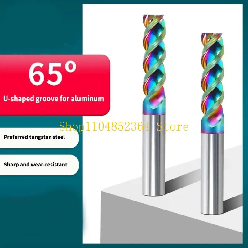 652F Hochleistungs-65-Grad-3-Nuten-Schaftfräser, beschichtetes Aluminium, farbiges Metall, Fräsen, U-Rillen, Schnitzbit-Zubehör – Detail 5
