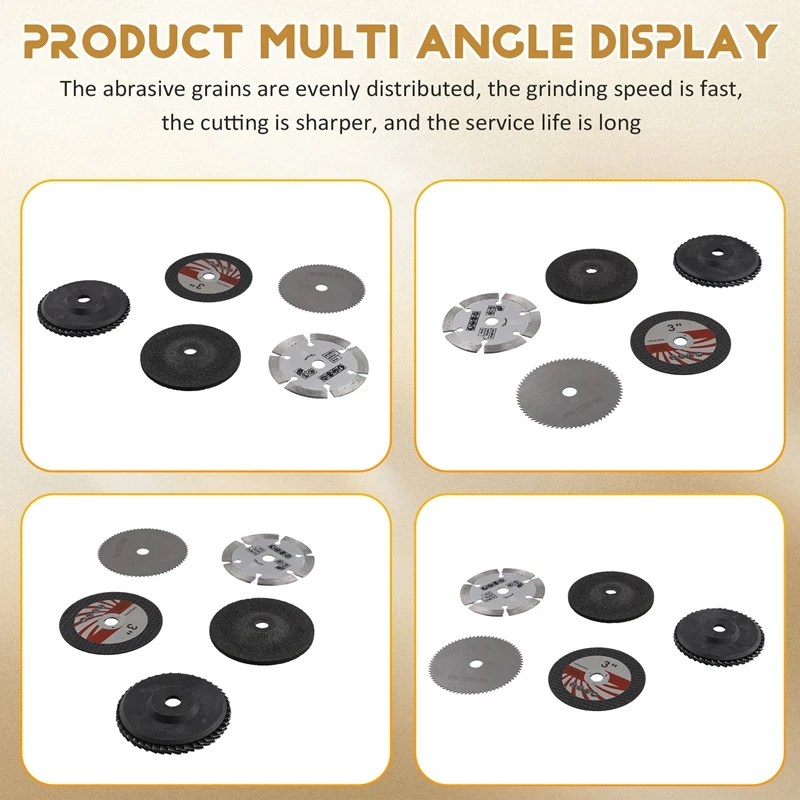 5PCS/Set 75Mm Cutting Disc 3Inch Grinding Wheel Woodworking Stone Marble Cutting Grinding Saw Blade For Angle Grinder