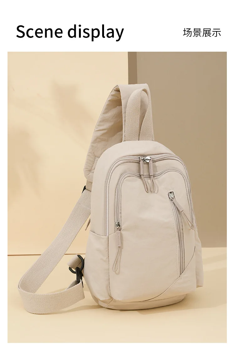 Neue Einfarbig Lässige Umhängetasche Leichte Wasserdichte Nylon Unisex Schulter Sling Rucksack Große Kapazität Reisetasche – Detail 16