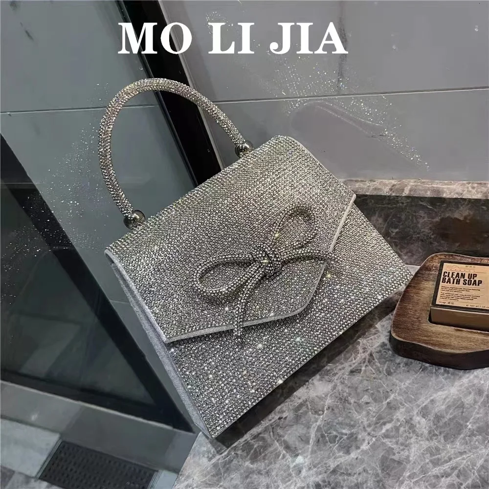 Borsa quadrata glitterata di design di lusso Borsa da sera con diamanti lucidi Borsa da donna Borsa a tracolla con pochette per festa di nozze