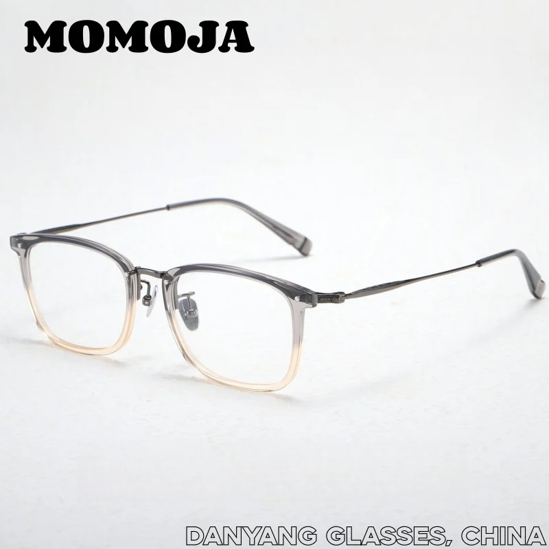 

MOMOJA Ultra Light Retro round Pure Titanium Eyeglass Frame Unisex Plate Frame Fashion Classic round Glasses for Men And Women