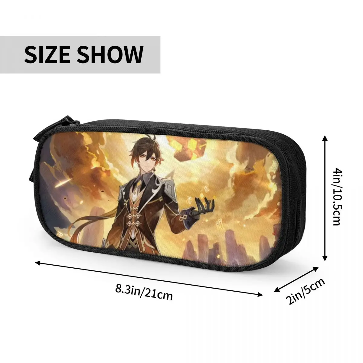 Zhongli Genshin Impact مقلمة أنيمي الخيال صندوق رصاص القلم الاطفال أكياس تخزين كبيرة اللوازم المدرسية الهدايا القرطاسية