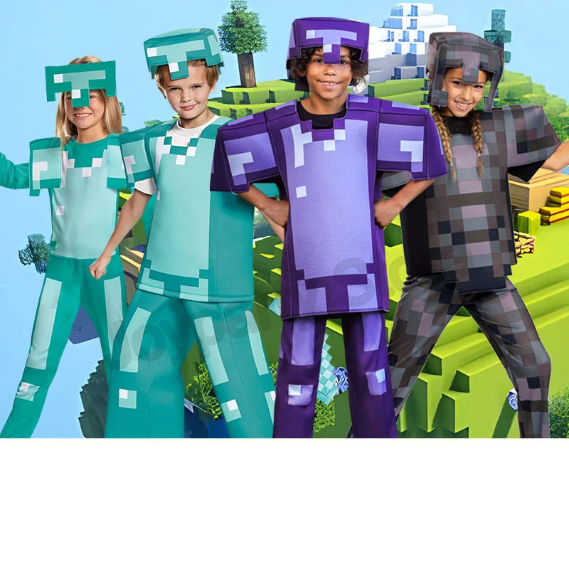 Costume de Cosplay pour enfants, garçons et filles, diamant My Cos World, jouets, armure en diamant enchanté, tenue Steve, Costume d'halloween
