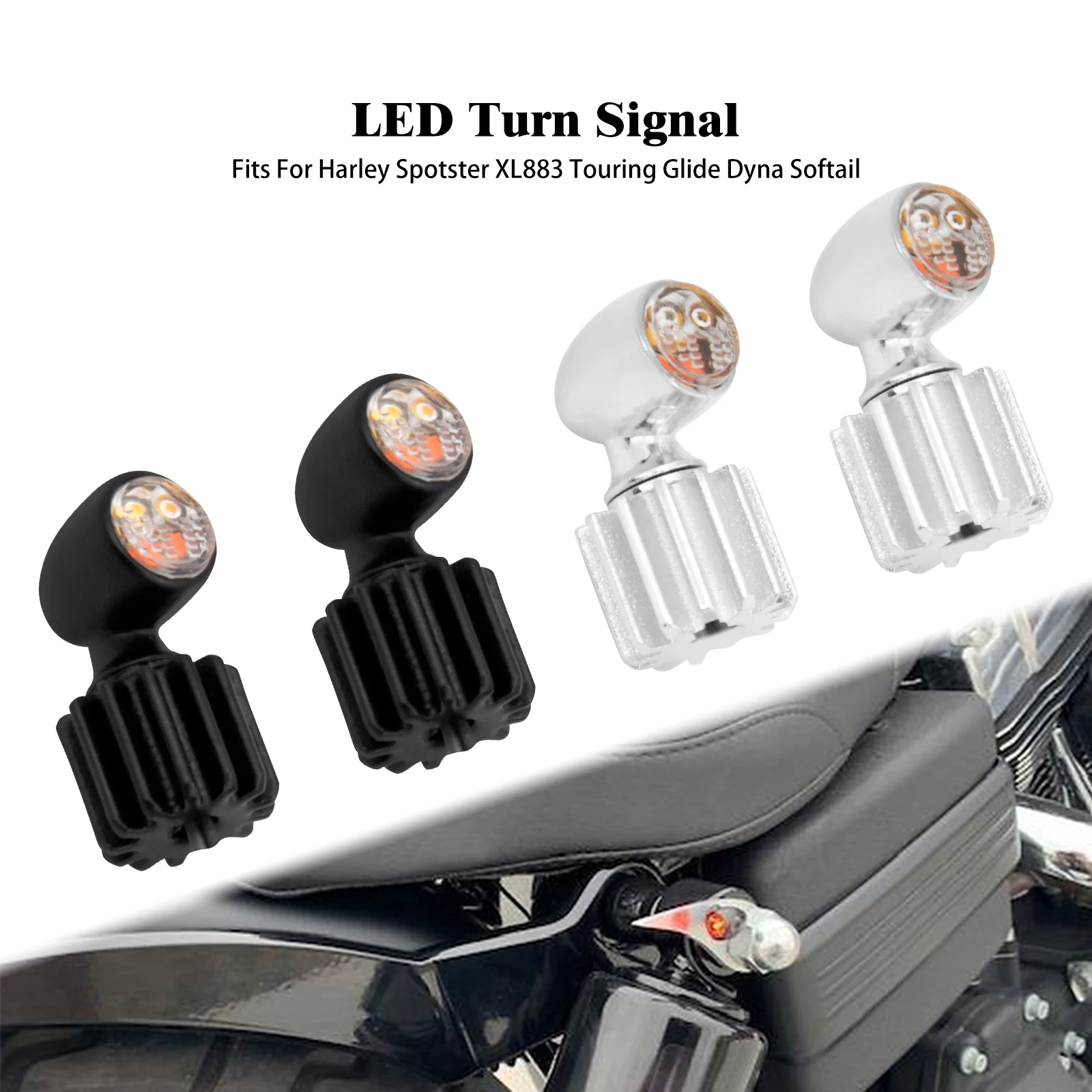 

Motorcycle Mini LED Turn Signal Brake Light Running Lamp Black/Chrome Universal For Harley Touring Softail Sportster For Honda