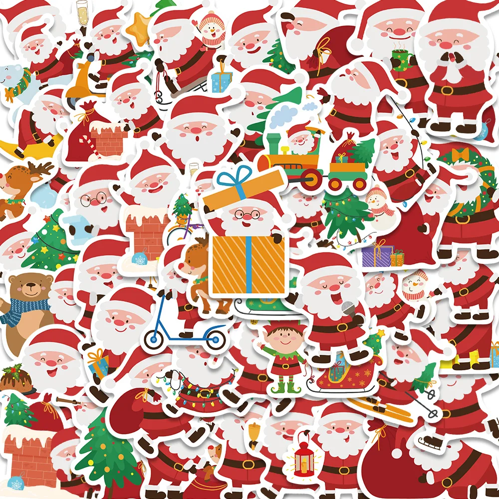 Mix Christmas Santa Claus Xmas Stickers Skateboard Cars Guitar Helmet luggage Laptop Graffiti Stickers Kids Christmas Gifts