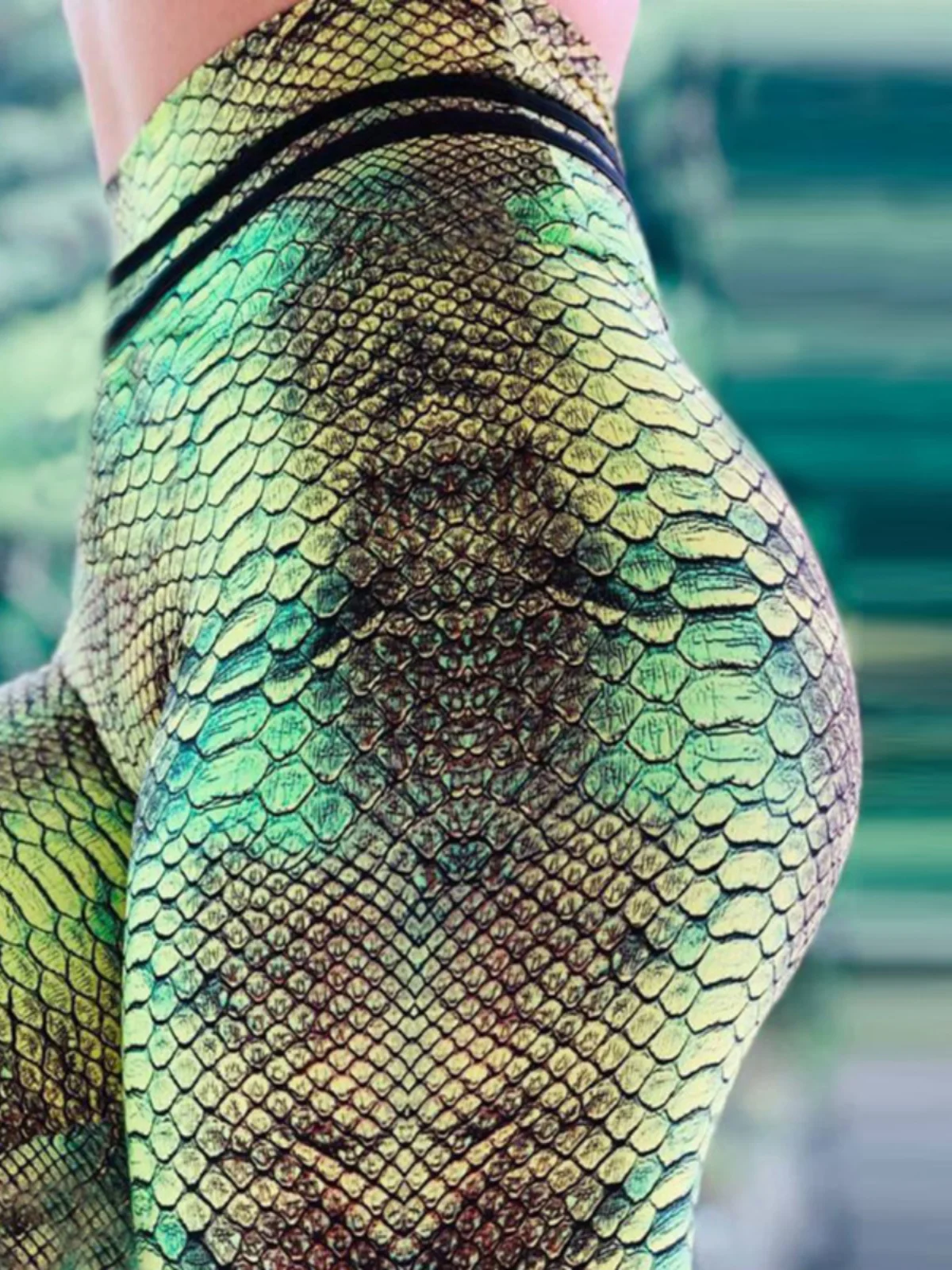 بنطلون يوجا رياضي بخصر عالٍ ونقشة جلد الثعبان، بنطلون طويل ضيق أنيق للشارع، مجموعة الخريف الرقيقة للسيدات