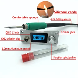 DC 24V 9A Welding Station Control Panel OLED 1.3 Nch DIY Temperature Regulating Electric C245 Soldering Iron Tips handle