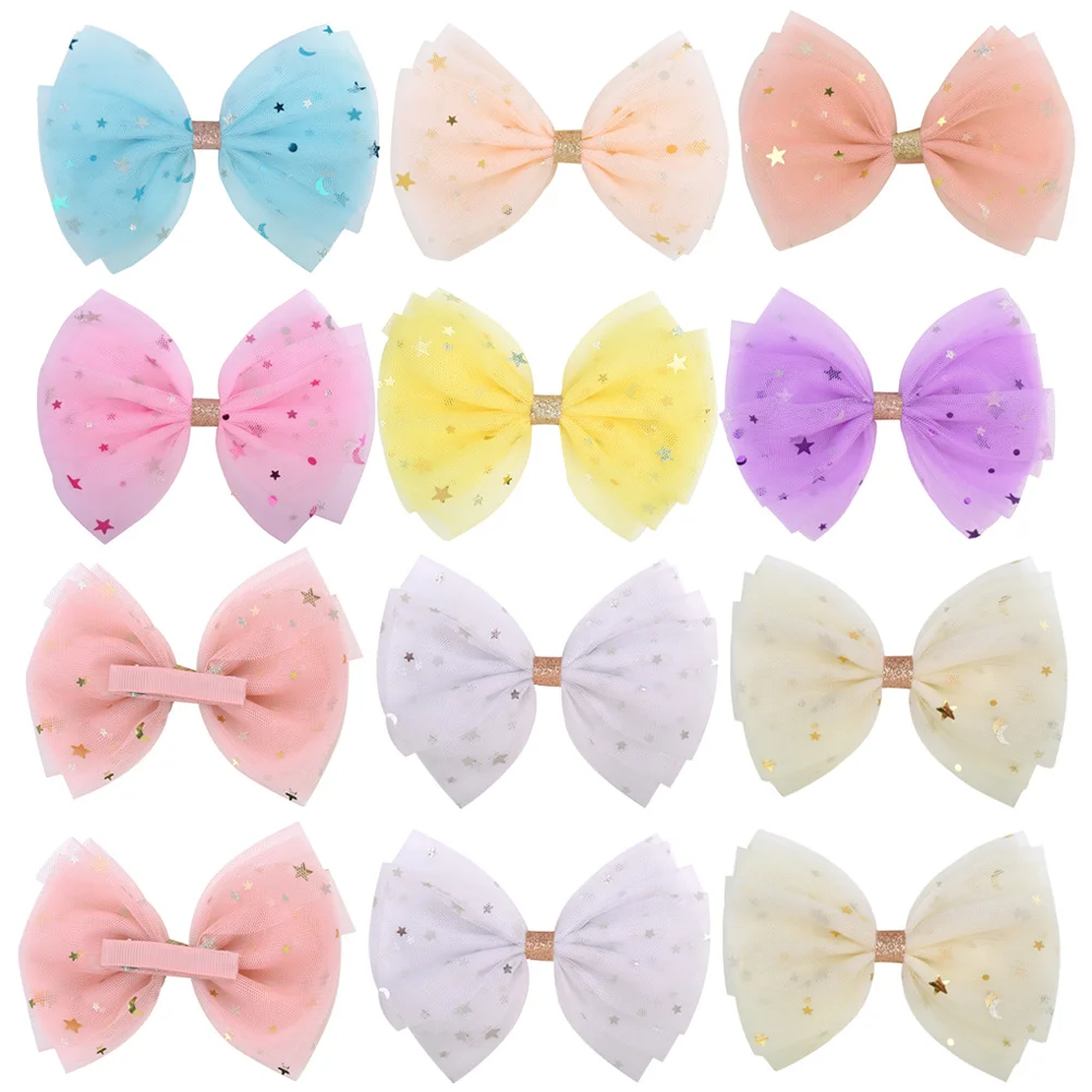 

12Pcs Toddler Hair Bow Clips Baby Girl Cute Accessories Adorable Design Lightweight Comfortable Wear Baby Hair Accessories