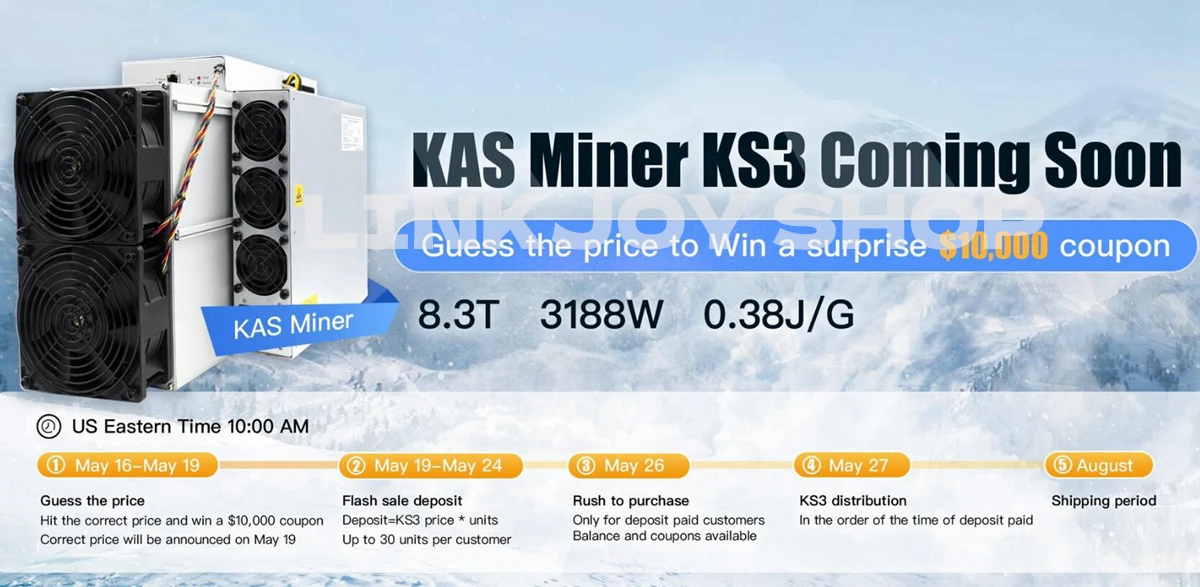 Antminer KS3 ASIC Miner para Kaspa (KAS) 8 9,3th/S, con 3188 3300 vatios de uso de energía