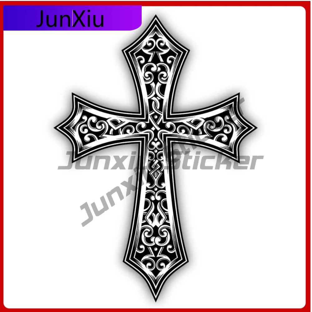 

Ornamental Christian Cross Vinyl Sticker Occlusion Scratch Decorative Exterior Accessories Forest Tent Camping Sticker Car Decor