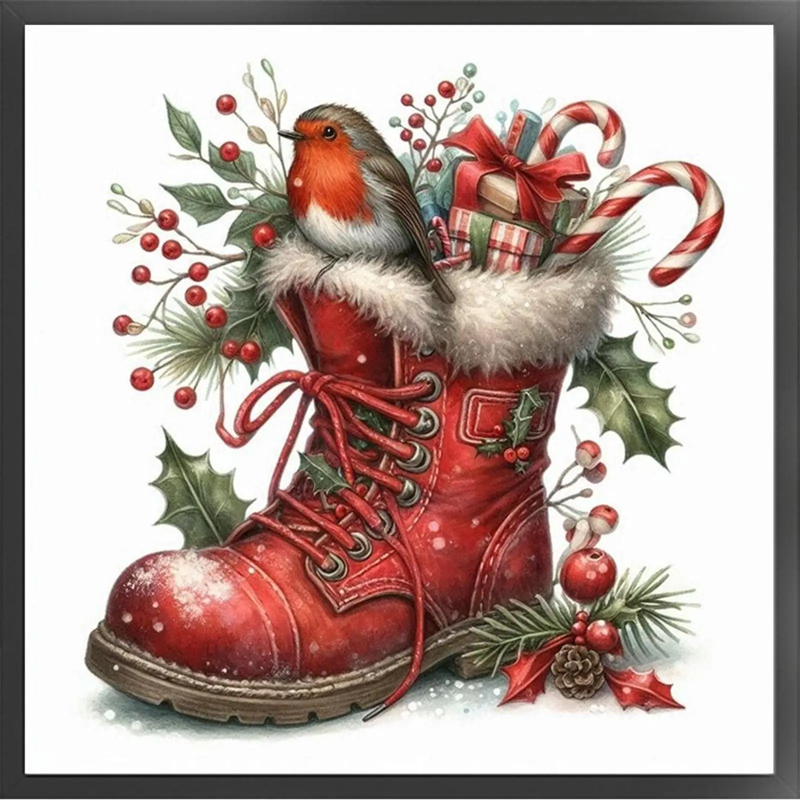 

Red Boots Bird Full 11CT 3 Strands DIY Counted Cross Stitch Kits for Adults Home Decor Cross Stitch Embroidery Kits 40x40cm