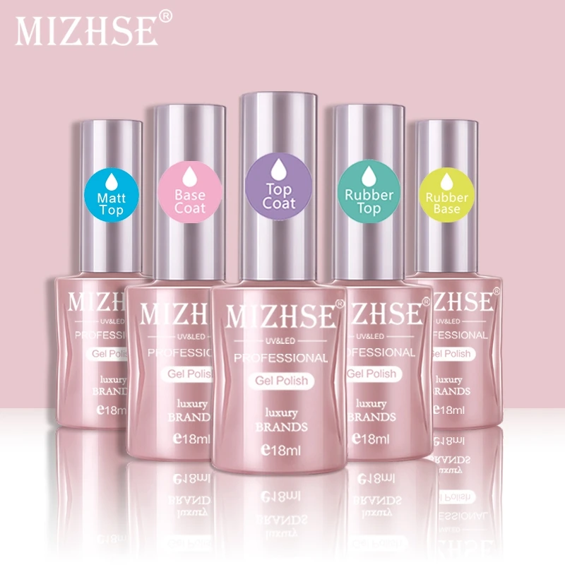 

MIZHSE 5pcs Base Top Coat Gel Nail Polish Matte Top coat RubberTop&Base Coat Long Lasting Soak off UV/LED Gel Nail Art Manicure