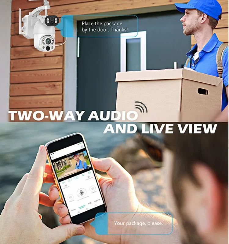 CHAFON 5MP Kamera Bezpieczeństwa z Podwójnym Obiektywem, Panoramiczna, Dwukierunkowe Audio, Wykrywanie Ludzi PIR, 4G WIFI, Podwójna Kamera Solarna