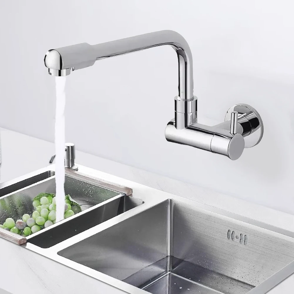 Kitchen Sink Faucet Wall Mounted Swivel Extender Faucet Extension Mop Pool Water Tap Single Handle Cold Water Faucet