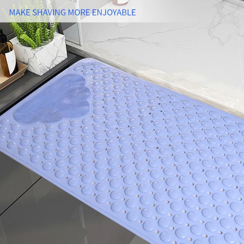 

0.8cm Thick PVC Bath Mat with Massage Nubs, Non-Slip Shower Safety Rug for Wet Bathroom Floors – 34”x68” Dot Pattern