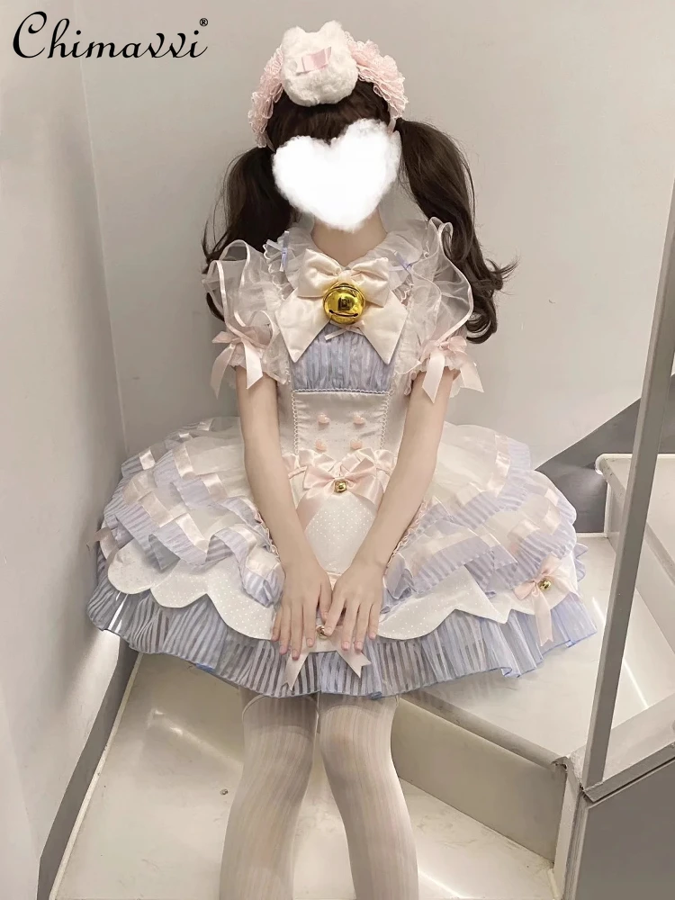 Lolita vestido de balé fofo boneca aniversário bar mitzvah vestido de bolo fofo verão novo doce menina curto lo vestidos de princesa + camisa