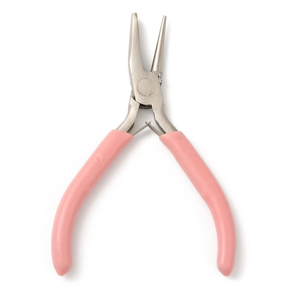 1Pcs Pink Steel Jewelry Pliers with Plastic Handle Cover Ferronickel Round/Concave Pliers Wire Looping and Wire Bending Plier
